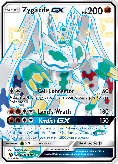 Zygarde-GX SV65 Hidden Fates Shiny Vault Pokémon card