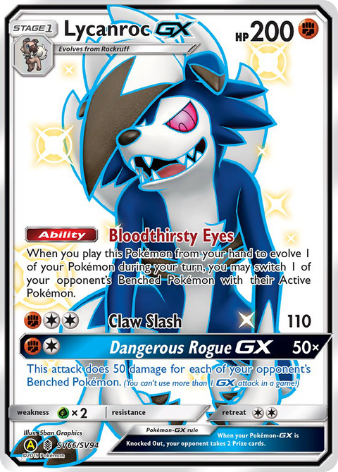 Lycanroc-GX SV66 Hidden Fates Shiny Vault Pokémon card