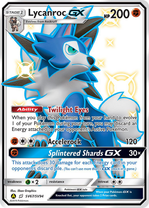 Lycanroc-GX SV67 Hidden Fates Shiny Vault Pokémon card
