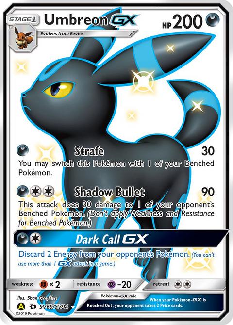Umbreon-GX SV69 Hidden Fates Shiny Vault Pokémon card