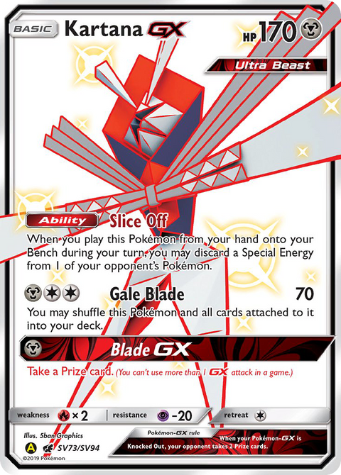 Kartana-GX SV73 Hidden Fates Shiny Vault Pokémon card