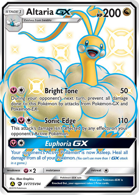 Altaria-GX SV77 Hidden Fates Shiny Vault Pokémon card
