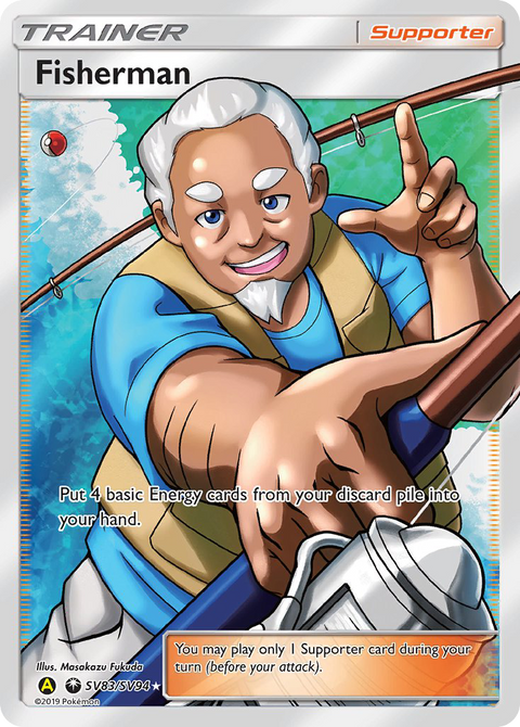 Fisherman SV83 Hidden Fates Shiny Vault Pokémon card