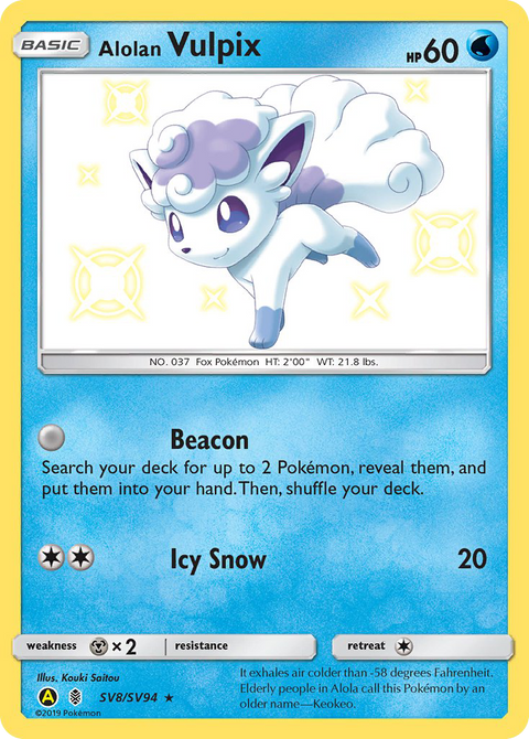 Alolan Vulpix SV8 Hidden Fates Shiny Vault Pokémon card