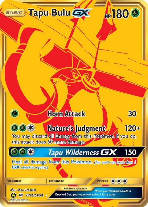 Tapu Bulu-GX SV91 Hidden Fates Shiny Vault Pokémon card