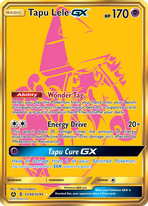 Tapu Lele-GX SV94 Hidden Fates Shiny Vault Pokémon card