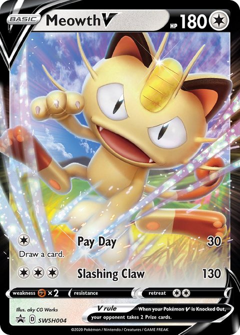 Meowth V SWSH004 SWSH Black Star Promos Pokémon card