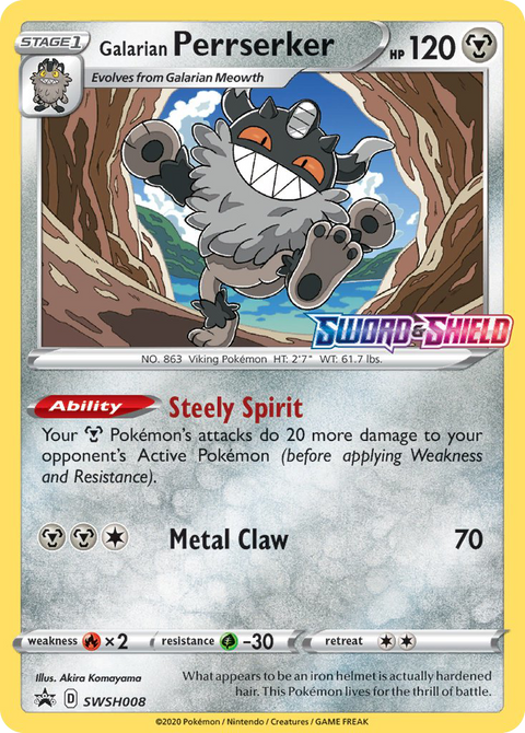 Galarian Perrserker SWSH008 SWSH Black Star Promos Pokémon card