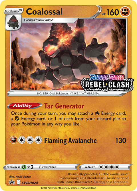 Coalossal SWSH024 SWSH Black Star Promos Pokémon card