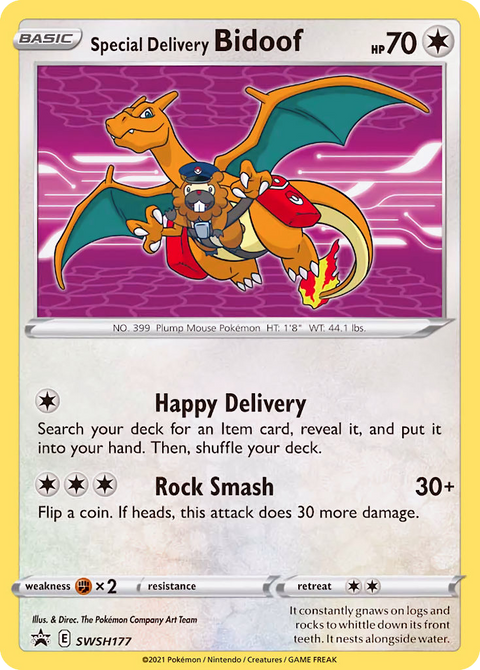 Special Delivery Bidoof SWSH177 SWSH Black Star Promos Pokémon card