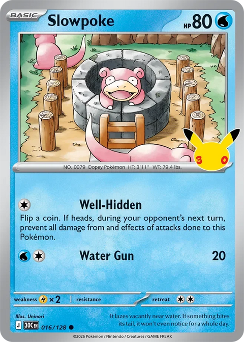 Slowpoke 16 30th Celebration Pokémon card