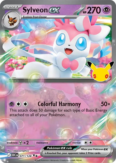 Sylveon ex 71 30th Celebration Pokémon card