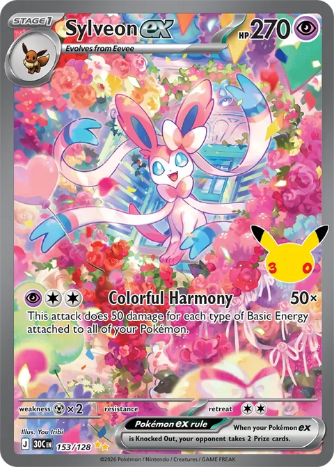 Sylveon ex 153 30th Celebration Pokémon card