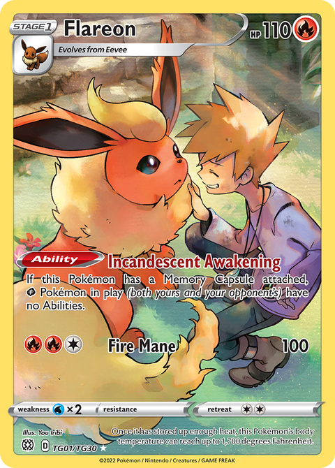 Flareon TG01 Brilliant Stars Trainer Gallery Pokémon card