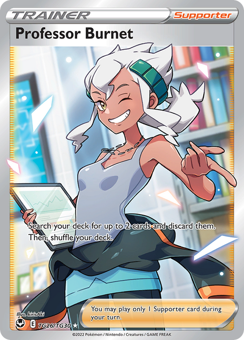 Professor Burnet TG26 Silver Tempest Trainer Gallery Pokémon card