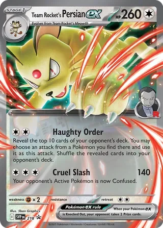 Team Rocket's Persian ex - 218/215 - Scarlet & Violet Black Star Promos
