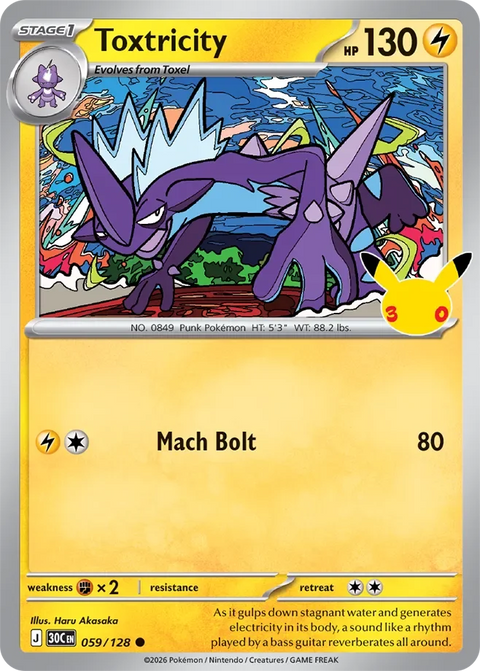 Toxtricity 59 30th Celebration Pokémon card