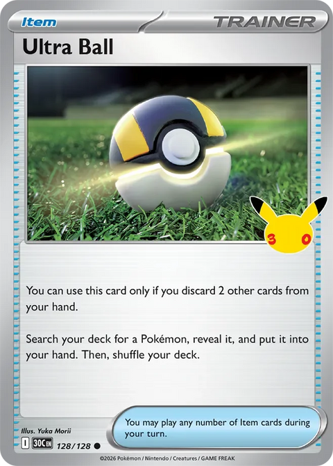 Ultra Ball 128 30th Celebration Pokémon card