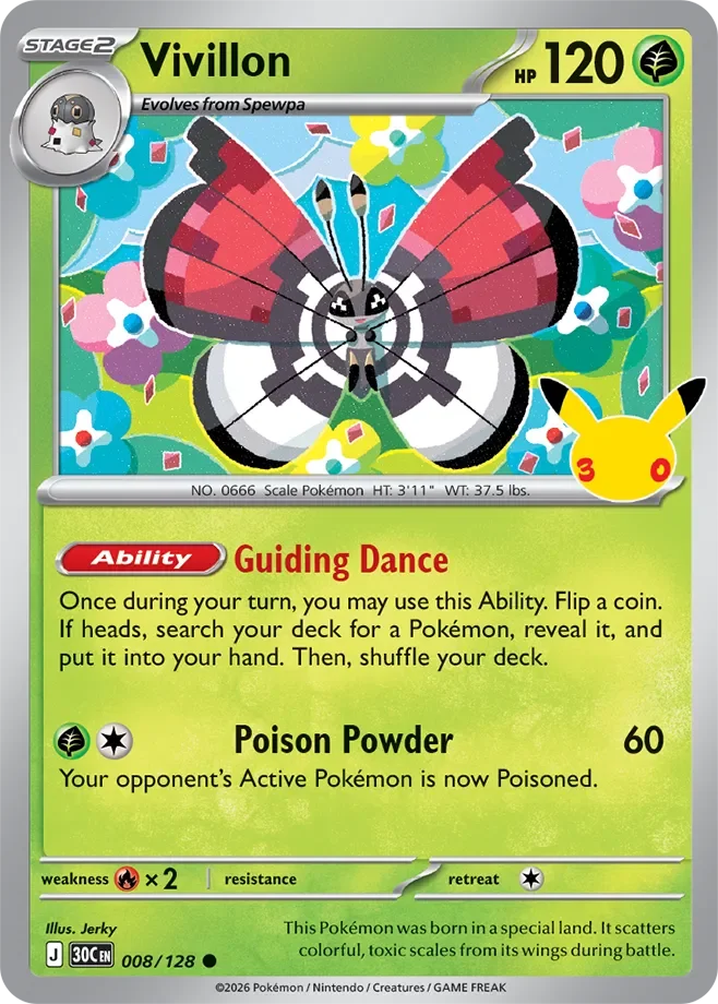 Vivillon 8 30th Celebration Pokémon card
