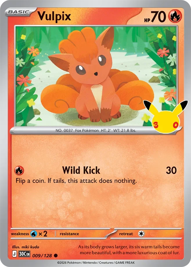 Vulpix 9 30th Celebration Pokémon card