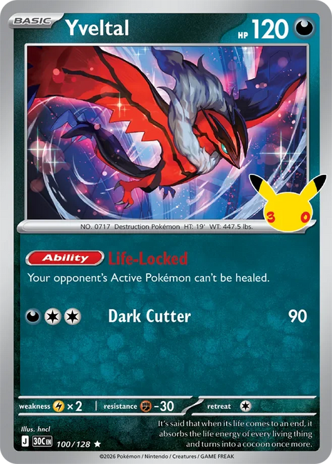Yveltal 100 30th Celebration Pokémon card