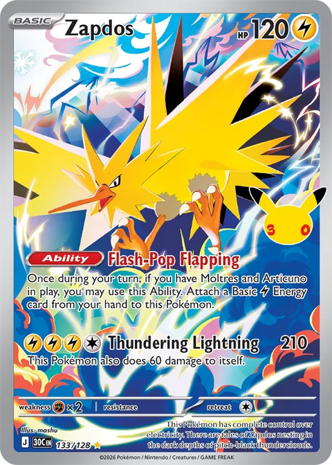 Zapdos 133 30th Celebration Pokémon card
