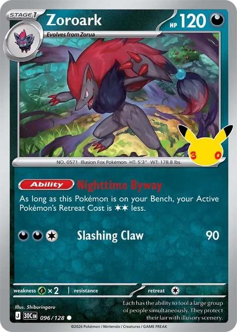 Zoroark 96 30th Celebration Pokémon card
