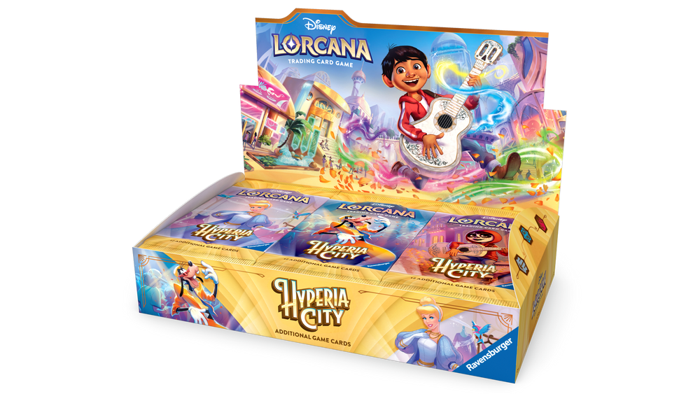 Disney Lorcana Hyperia City (Set 14) booster display with 24 packs