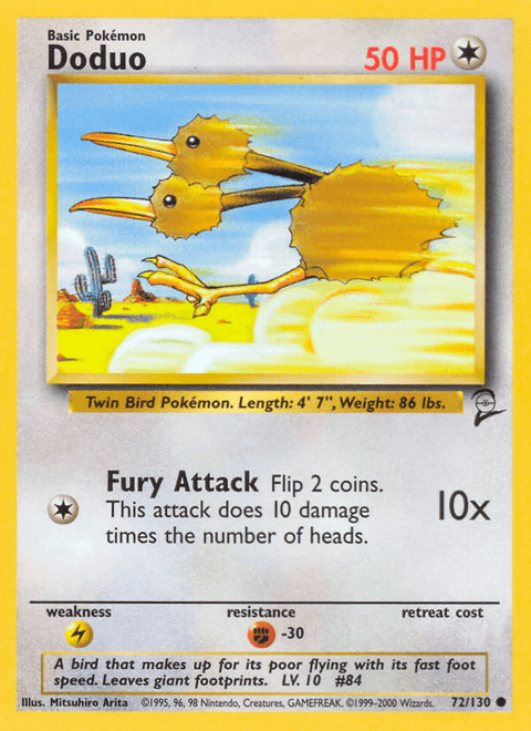 Doduo 72 Base Set 2 Pokémon card