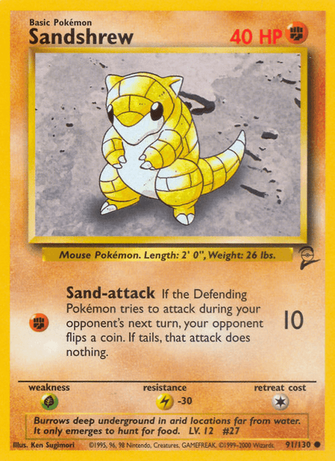 Sandshrew 91 Base Set 2 Pokémon card