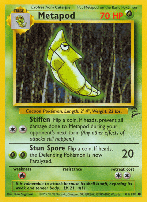 Metapod 81 Base Set 2 Pokémon card