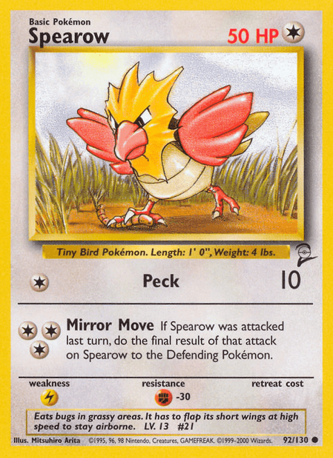 Spearow 92 Base Set 2 Pokémon card