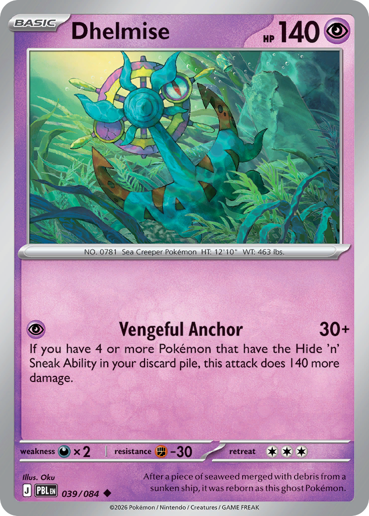 Dhelmise 39 Pitch Black Pokémon card