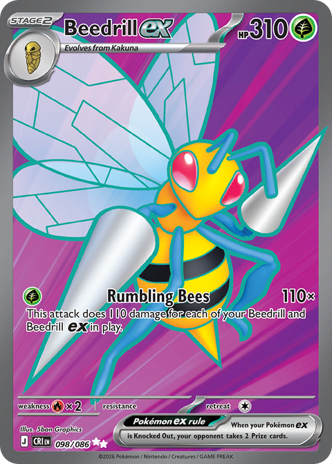 Beedrill ex 98 Chaos Rising Pokémon card