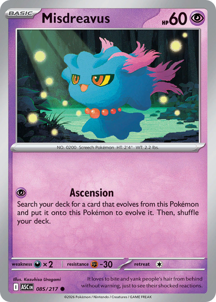 Misdreavus 85 Ascended Heroes Pokémon card