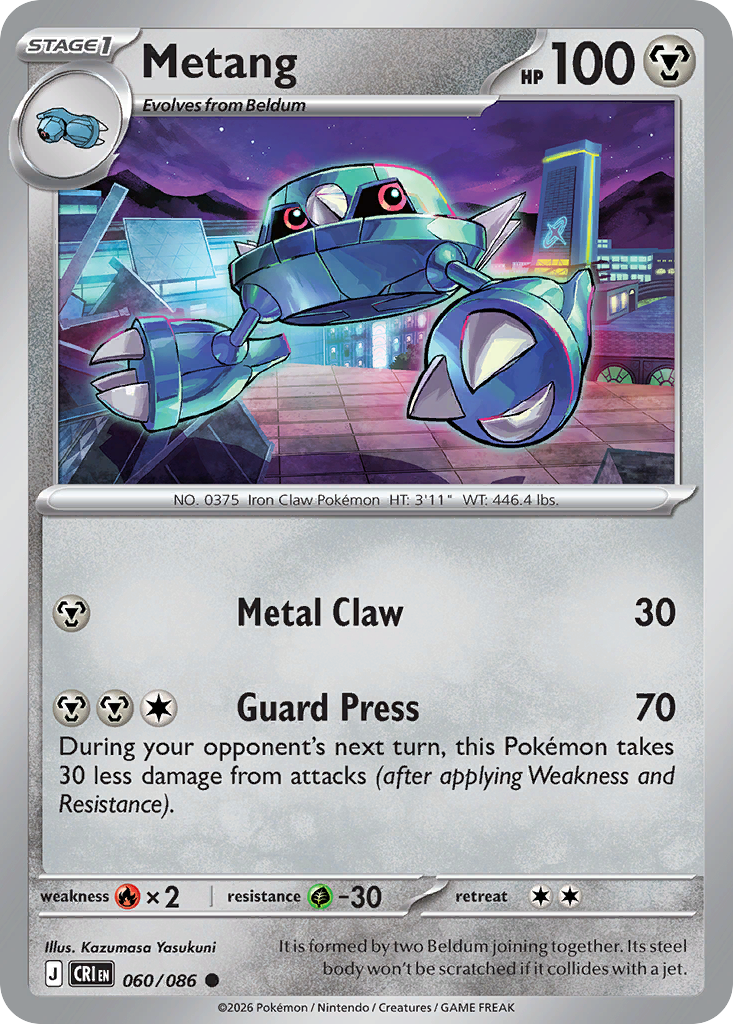 Metang 60 Chaos Rising Pokémon card