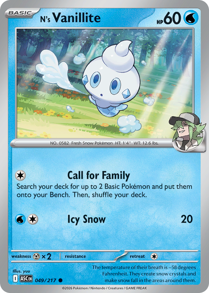 N's Vanillite 49 Ascended Heroes Pokémon card