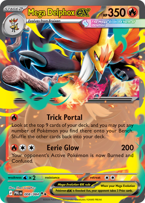 Mega Delphox ex 8 Pitch Black Pokémon card