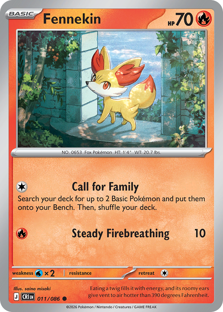 Fennekin 11 Chaos Rising Pokémon card