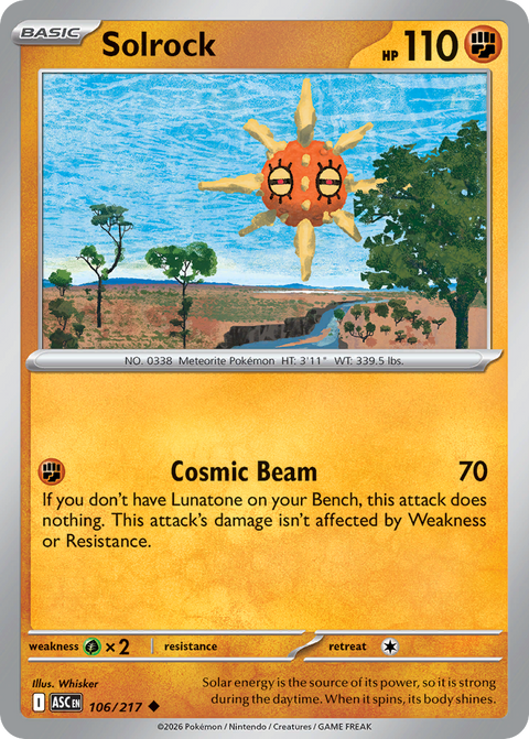 Solrock 106 Ascended Heroes Pokémon card