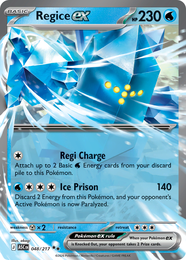 Regice ex 48 Ascended Heroes Pokémon card