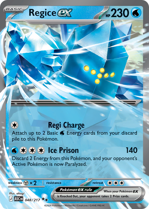 Regice ex 48 Ascended Heroes Pokémon card