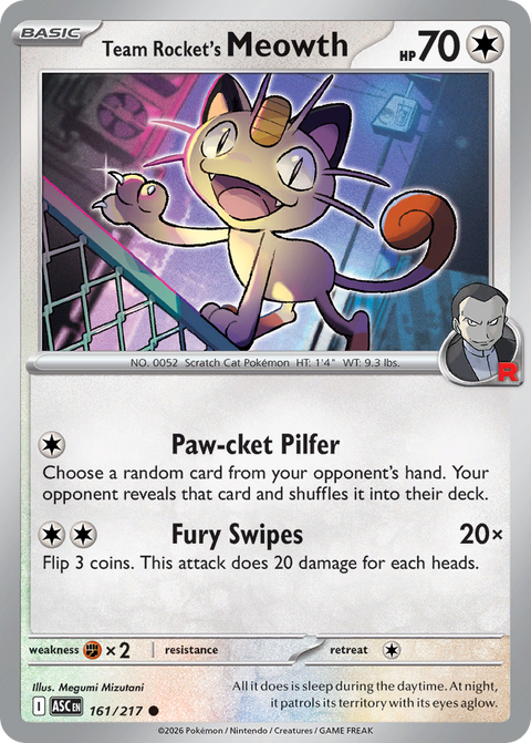 Team Rocket's Meowth 161 Ascended Heroes Pokémon card