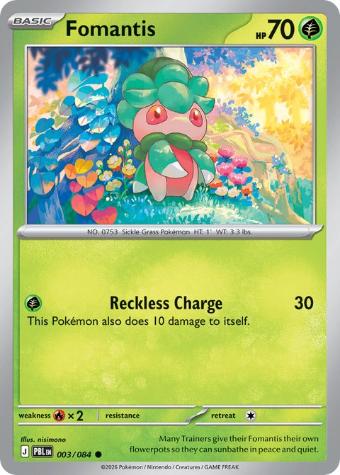 Fomantis 3 Pitch Black Pokémon card