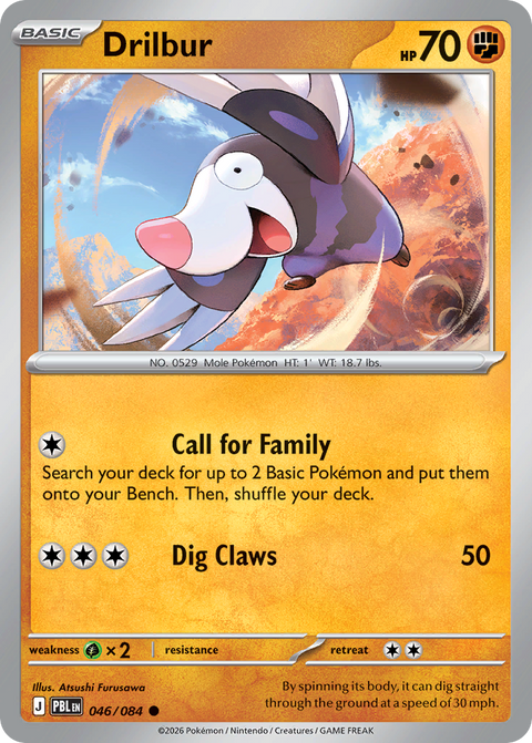 Drilbur 46 Pitch Black Pokémon card