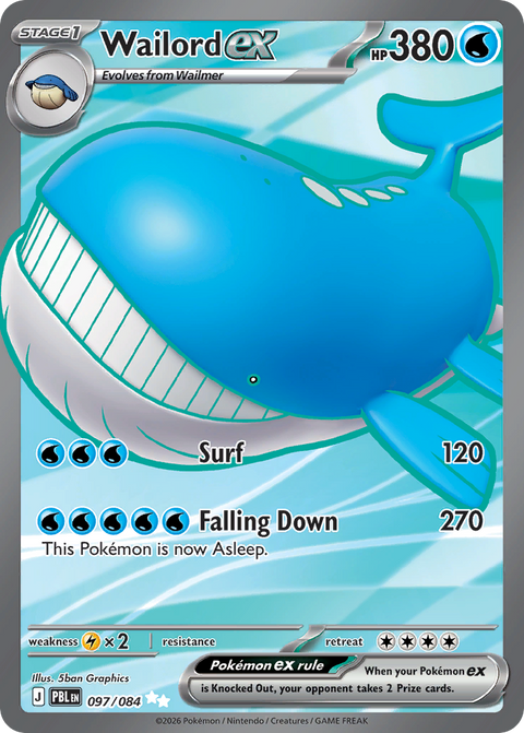 Wailord ex 97 Pitch Black Pokémon card