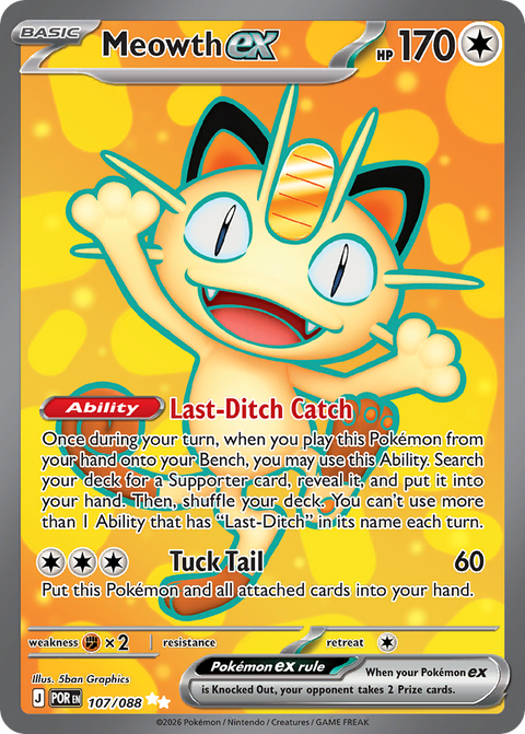 Meowth ex 107 Perfect Order Pokémon card