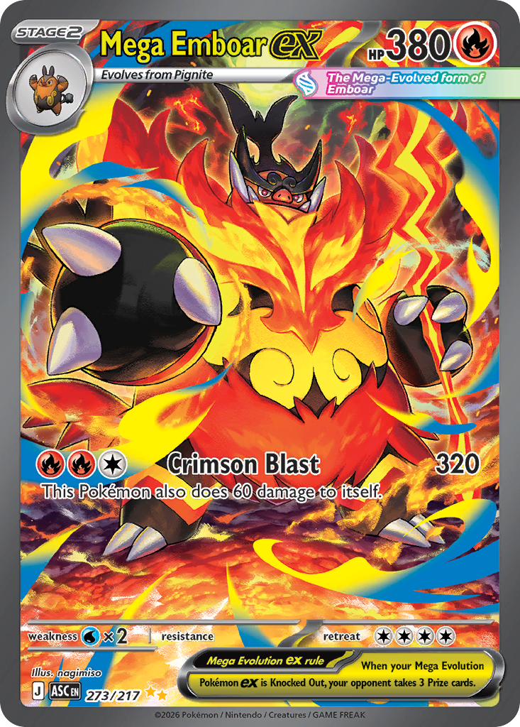 Mega Emboar ex 273 Ascended Heroes Pokémon card
