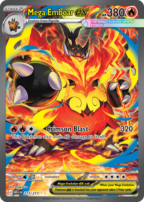 Mega Emboar ex 273 Ascended Heroes Pokémon card