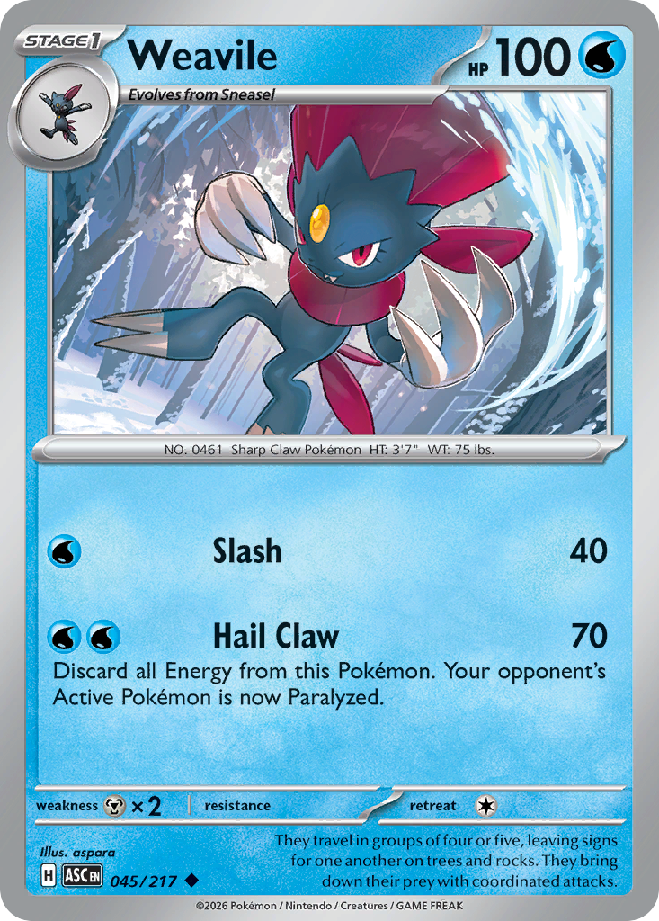 Weavile 45 Ascended Heroes Pokémon card